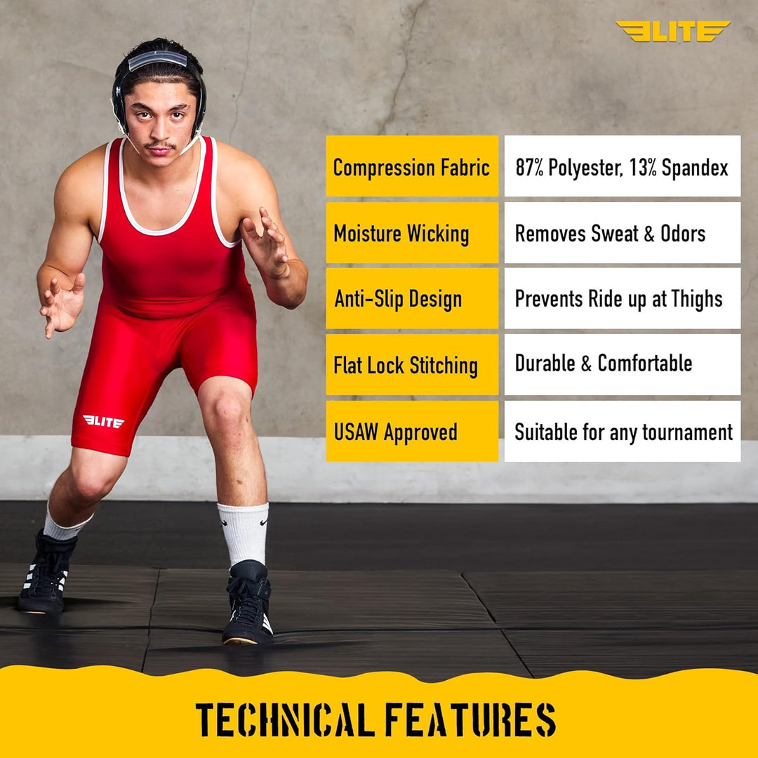 Men’s wrestling singlets, Elite Sports Standard Singlet for Men Wrestling Uniform Rot/Ausflug, einfa