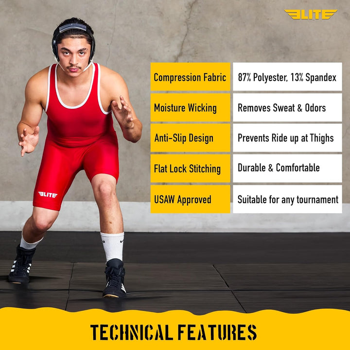 Men’s wrestling singlets, Elite Sports Standard Singlet for Men Wrestling Uniform Rot/Ausflug, einfa