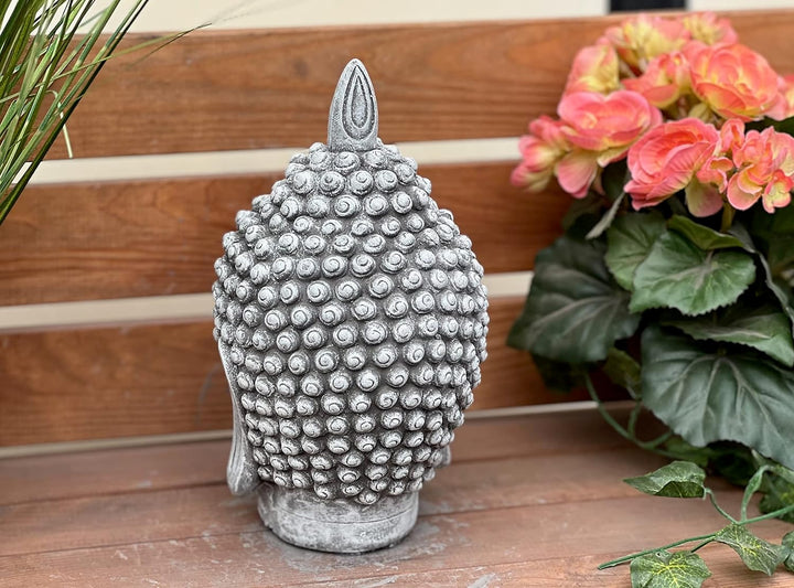 stoneandstyle Steinfigur Shiva Kopf mittel ca. 24 cm Höhe frostfest Steinguss