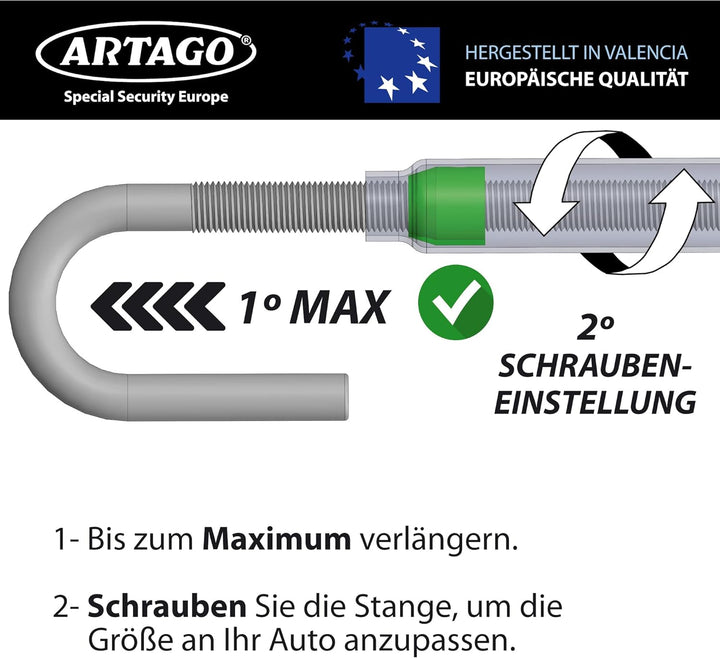 ARTAGO 871A/B Lenkradschloss EASY HOOK anpassungsfähig, Lenkradkralle, Diebstahlsicherung Lenkrad Pe