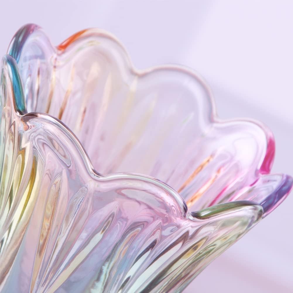 Kristallglas-Blumenvase, Regenbogenfarbene Glasvase, Pflanzenbehälter, dekorative Vase für Zuhause,