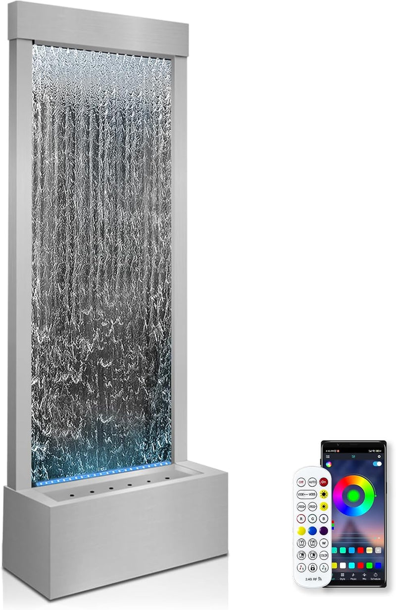 Longrun Large Garden Fountain, Indoor Fountain, Waterfall with App Control, LED Lighting, 45.5 x 20