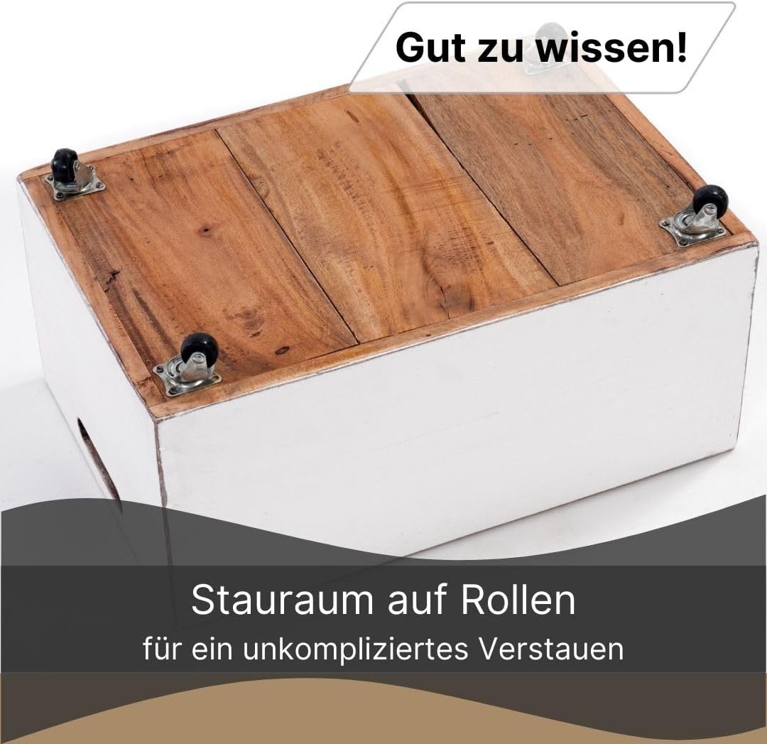 DESIGN DELIGHTS ROLLBARE HOLZKISTE Box | 26x45x30 cm (HxBxT), Recyclingholz | Aufbewahrungskiste, Ho