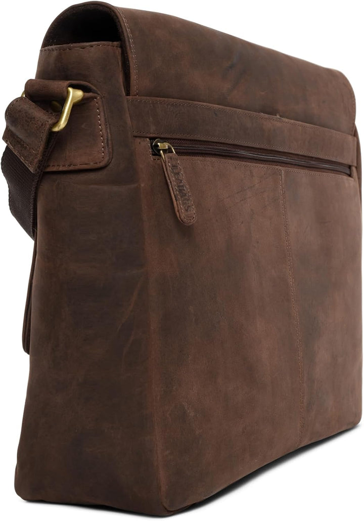 LEABAGS Messenger Bag, Acapulco Echtleder Aktentasche Herren & Damen, Leder Laptoptasche bis 15 Zoll