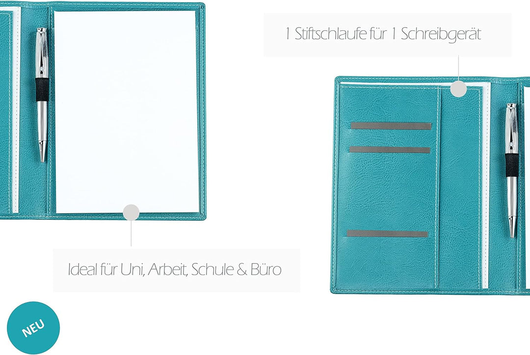 DELMON VARONE - Premium Schreibmappe inkl. Notizblock DIN A5 (50 Blatt) aus veganem Eco Kunstleder T