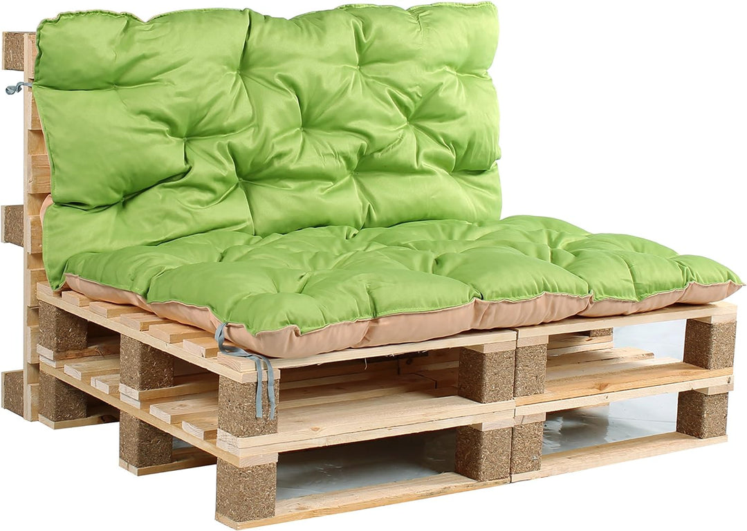 HOMECALL Wendekissen für Gartenpalette mit Rückenlehne, ca. 120 x 140 x 12 cm, mehrfarbig Grün/Beige