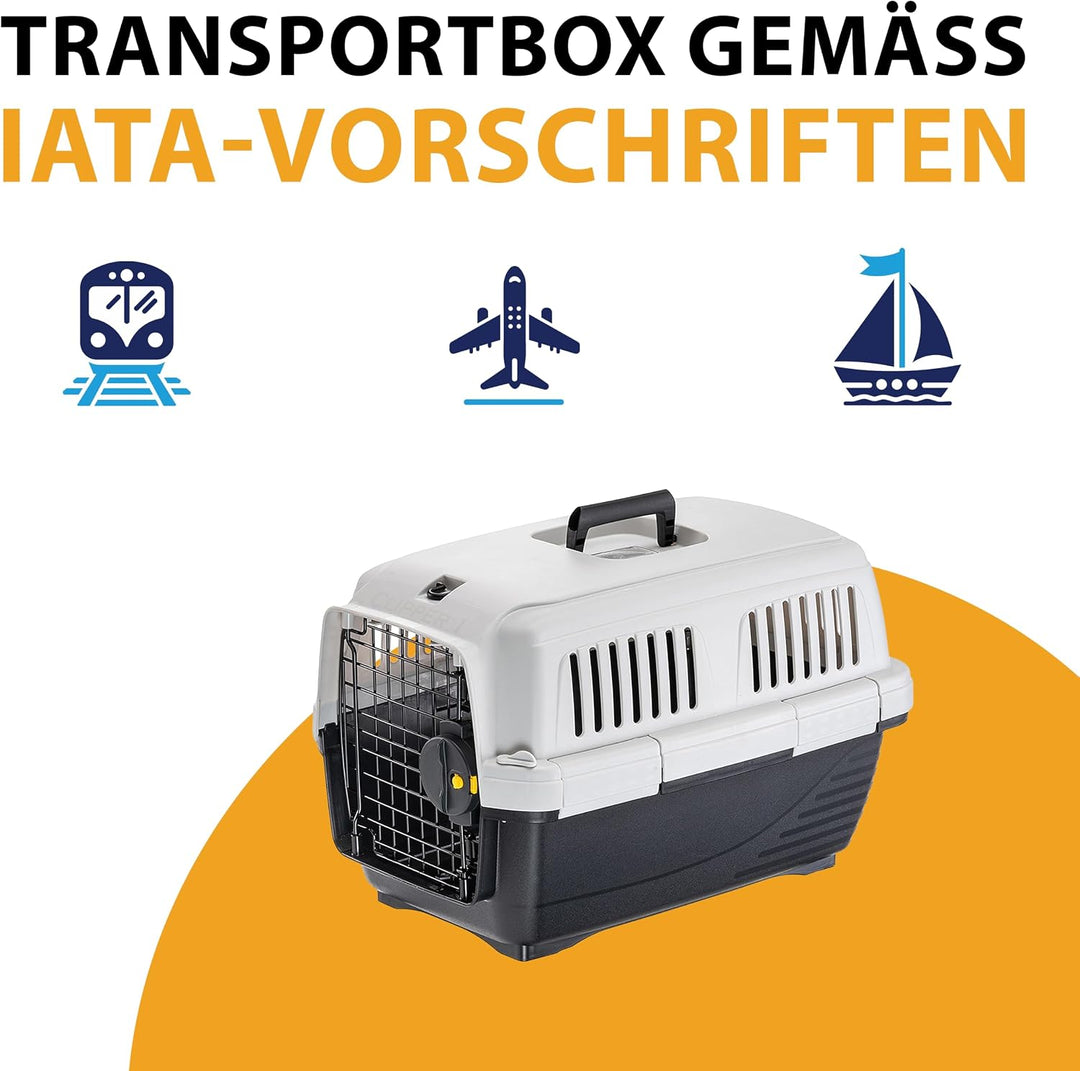 Ferplast Katzentransportbox Clipper 1, Hundetransportbox, IATA-zugelassene Reisebox, Haustiertranspo