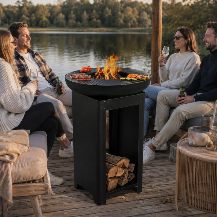 BBQ Collection 3-in-1 Feuerschale und Teppanyaki Grillrost - Feuerkorb - Plancha Grillplatte - 61 x
