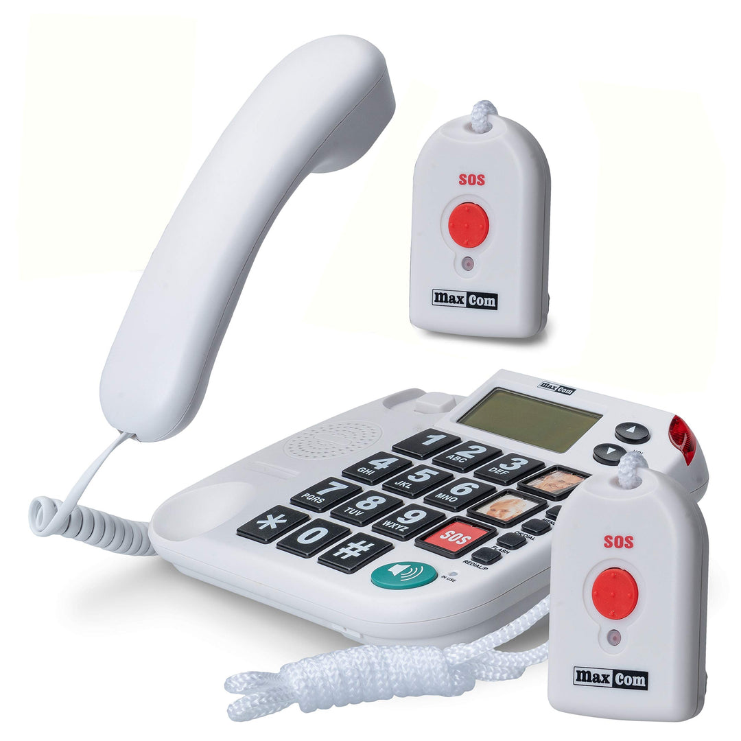 MaxCom KXT481SOS: Seniorentelefon mit Funk Notruf Sender und grossen Tasten extra laut; schnurgebund