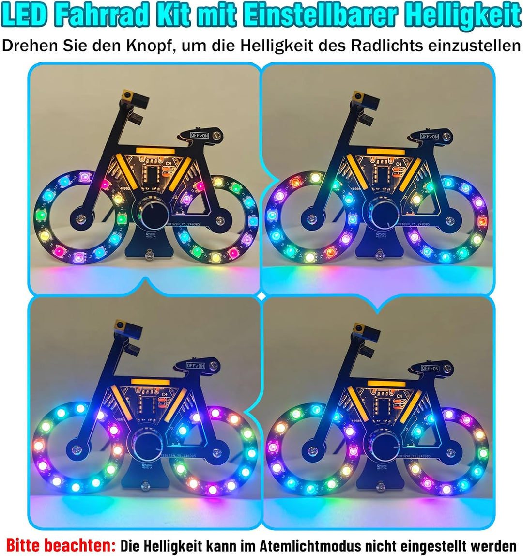 DONGKER Löt Bausatz, Fahrrad Styling RGB LED Licht Löten Übungssatz, DIY Lötprojekt Lampen Bausatz m