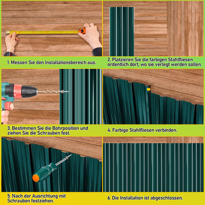 Cecaylie 12er Set Verzinkte Trapezblechplatten für Dächer – Robuste grüne Stahlbleche mit Rostschutz