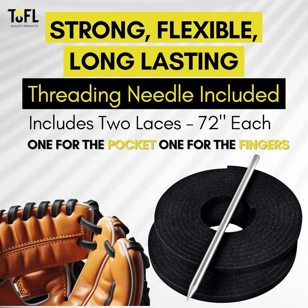 TOFL Softball and Baseball Glove Lace Kit | Mitt Lace Glove Repair Lacing Kit | 2 Leather Laces with