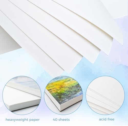 Artecho Aquarellfarben Set 100 Farben in Tragbarer Box mit Aquarellpapier A4 300g 40 Blatt mit Aquar