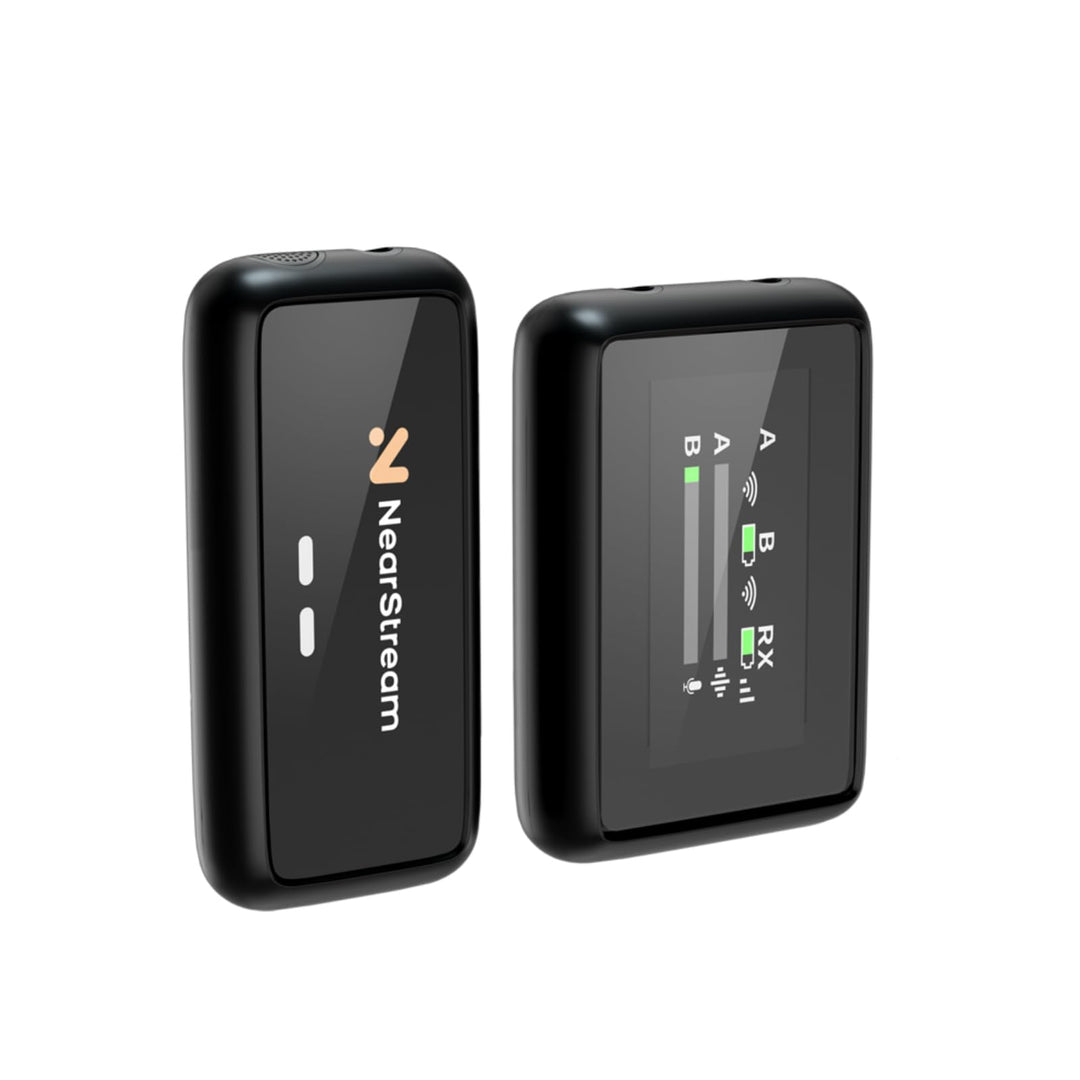 NearStream Kabellose Lavalier Mikrofon mit Geräuschunterdrückung, 200 m Übertragung, LCD-Display, Mi