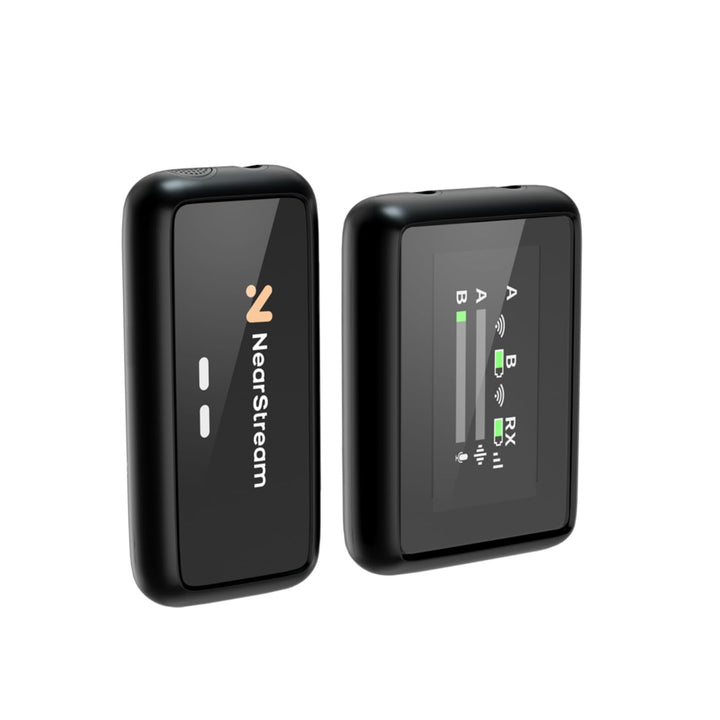 NearStream Kabellose Lavalier Mikrofon mit Geräuschunterdrückung, 200 m Übertragung, LCD-Display, Mi