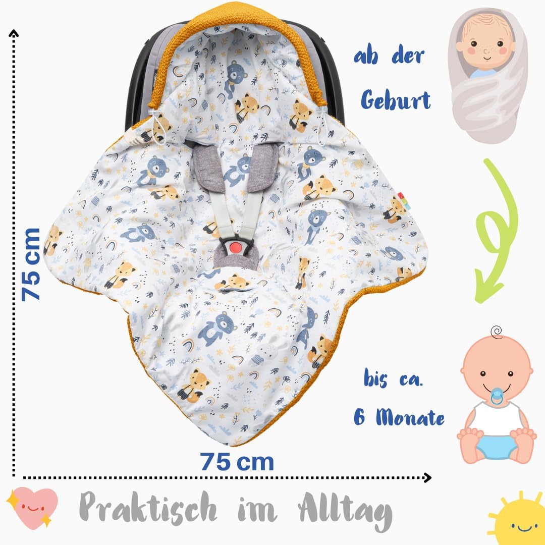 Einschlagdecke Babyschale Neugeborenes Baby Baumwollgarn und 100% Baumwolle mit Füllung Universal fü