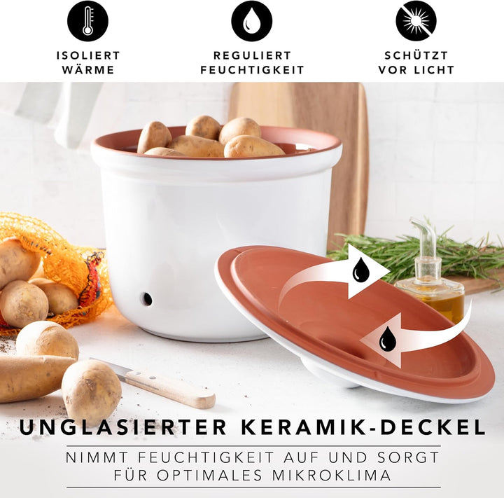 Römertopf Kartoffeltopf Maxi Plus frische Topf aus Naturton Keramik Vorratstopf Ø 26,0cm weiss ø26cm