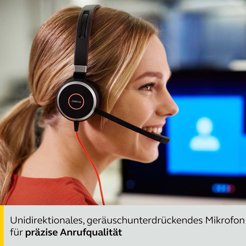 Jabra Evolve 40 UC Stereo Headset - Unified Communications Kopfhörer für VoIP Softphone mit passivem