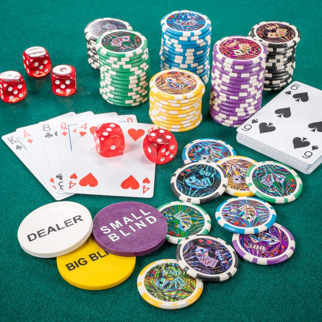 Nexos Trading Pokerkoffer Leder Deluxe mit 300 Ocean Champion Chips abgerundete hochwertige Metallke