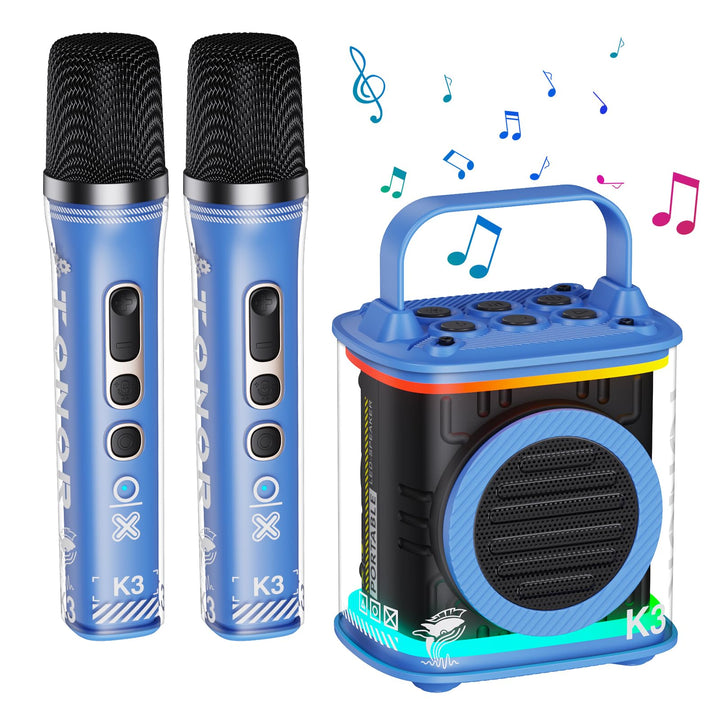 TONOR Mini-Karaoke-Maschine mit zwei kabellosen Mikrofonen, tragbarer Bluetooth-Karaoke-Lautsprecher