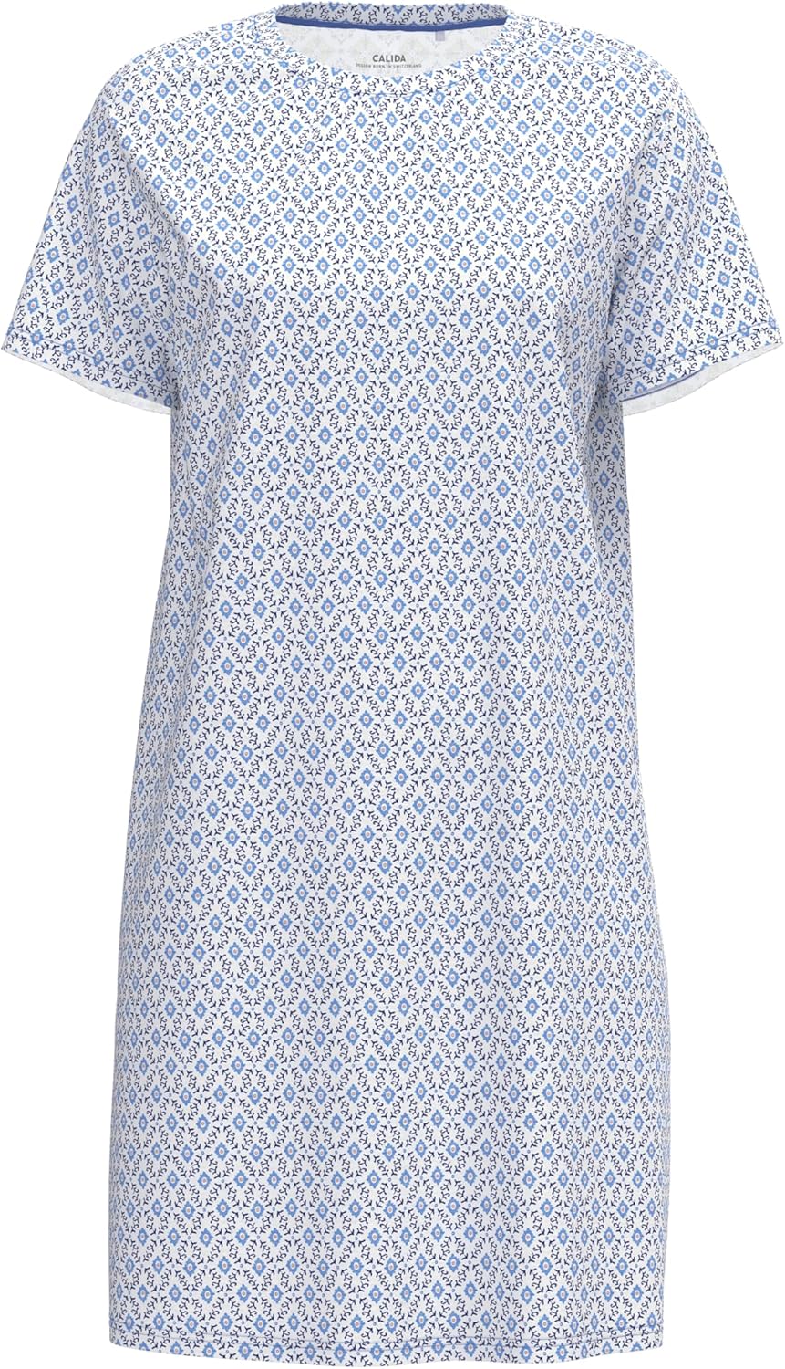 CALIDA Kurzarm-Nachthemd Damen, Länge 95cm, atmungsaktiv und klimaregulierend, aus 100% Baumwolle 36