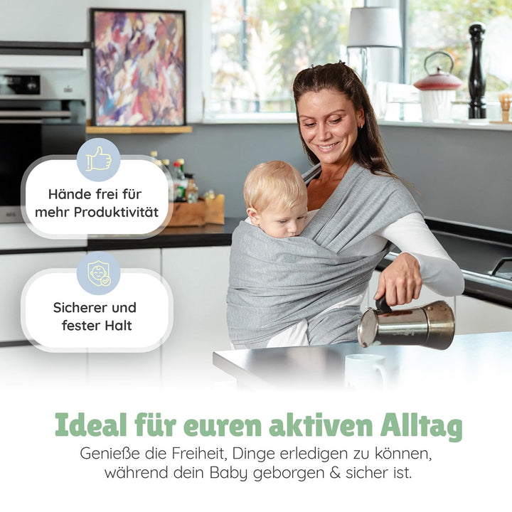 Tragetuch Neugeborene - Elastisches Baby Trage-Tuch ab Geburt, Atmungsaktive & ergonomische Koala-Ba