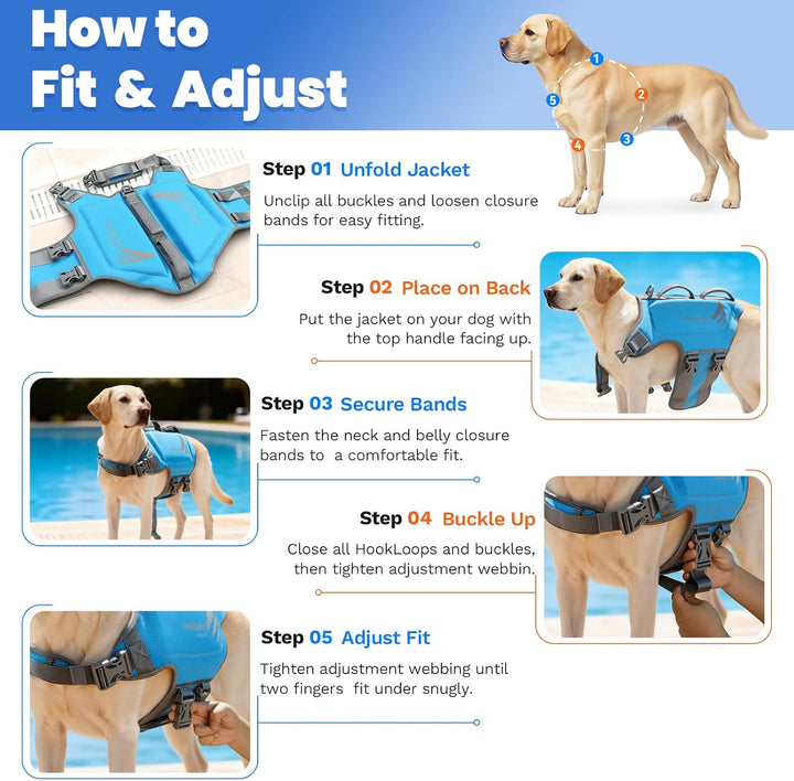 VIVAGLORY Leichte Rettungsweste für Hunde, Haustiere Lebensretter Hautfreundliche Neopren für Mittel