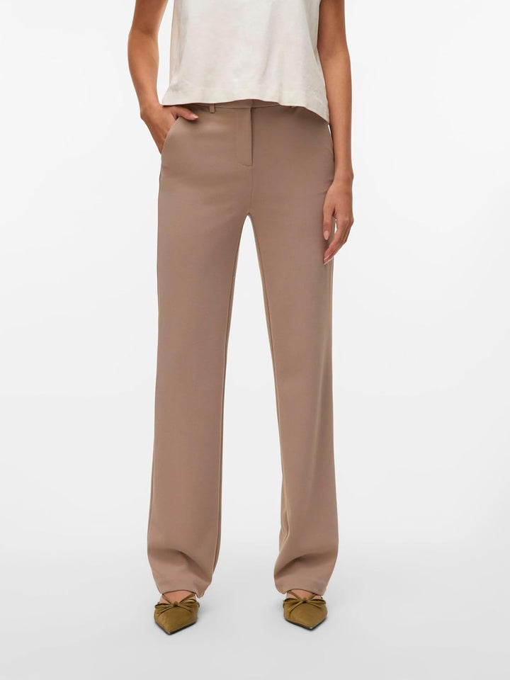 VERO MODA Damen Vmzamira Mw Slim Straight Pant Noos, Moon Rock