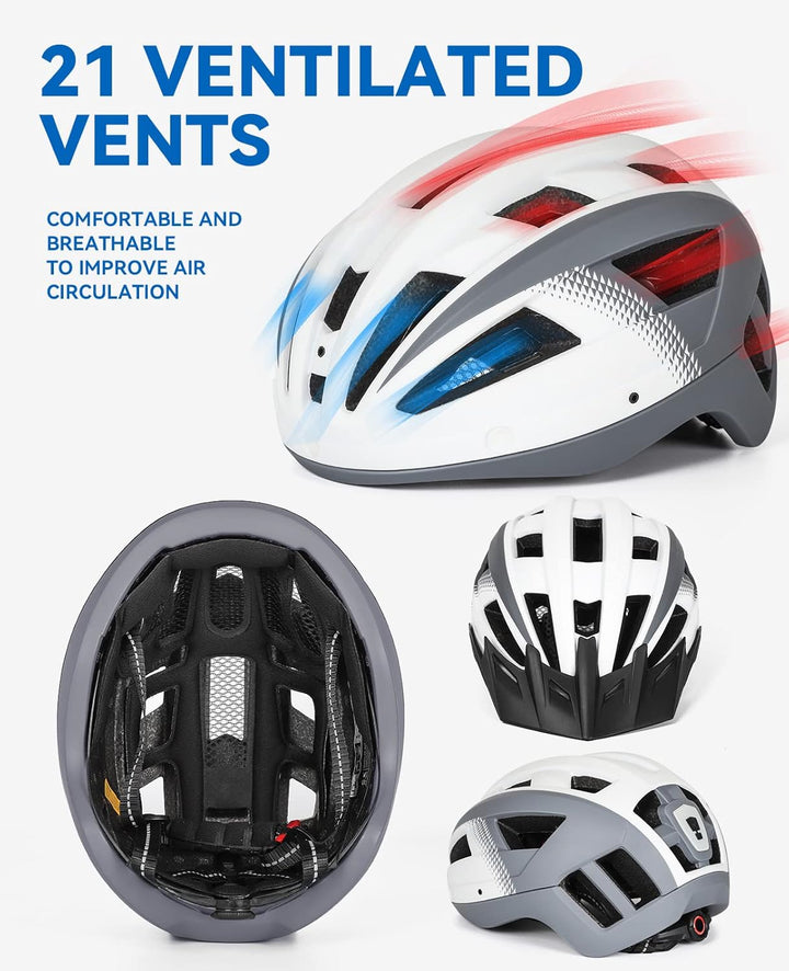 Fahrradhelm mit Visier für Herren Damen, Leichte Fahrradhelm mit Magnetischem Brille und USB-Aufladu