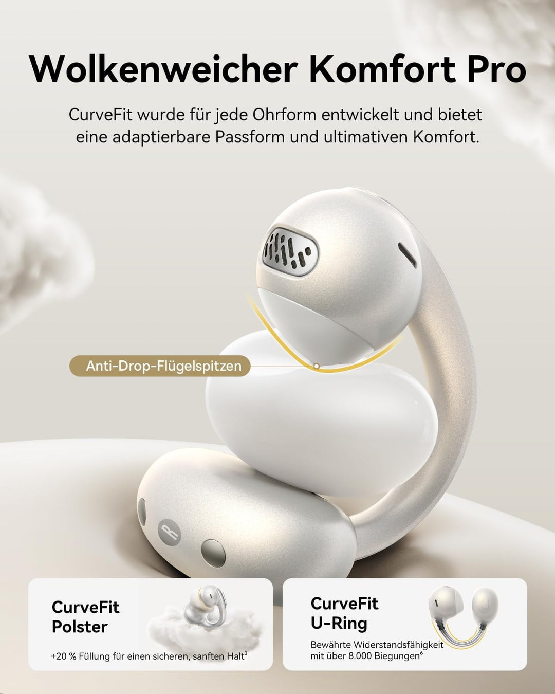 Baseus MC1 Pro Open Ear Kopfhörer, Ohrclip mit Beeindruckender Klang, Adaptiver Bassverstärkung, Blu