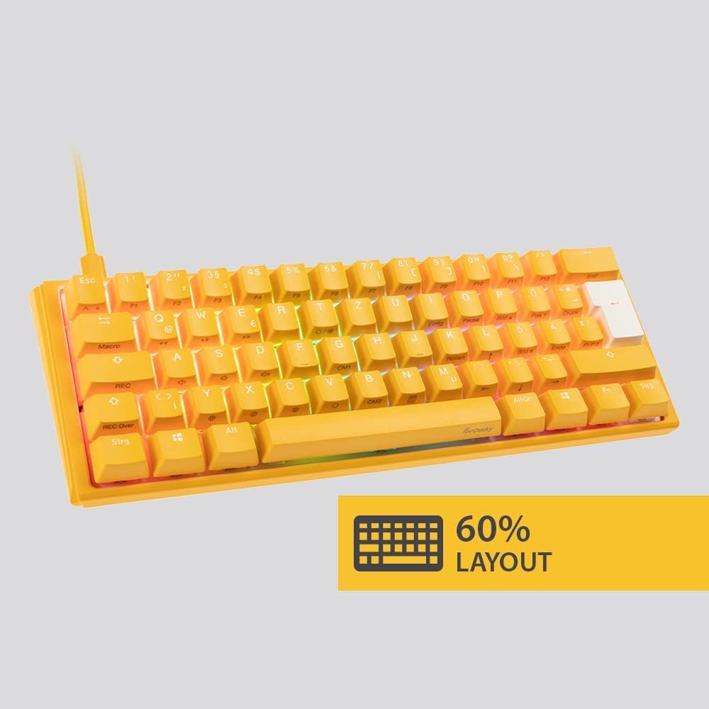 Ducky One 3 Yellow - Mechanische Gaming Tastatur Deutsches Layout im Mini-Format (60% Keyboard) mit