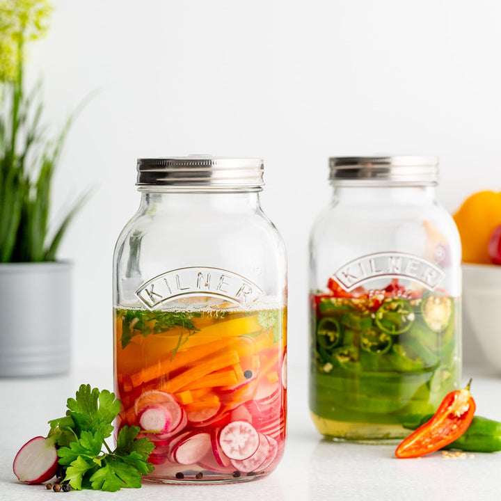 Kilner Fermentier Set, 2 Gläser á 1 Liter Fermentierglas, Transparent, 10 x 10 x 18 cm 2 x 1 Liter S