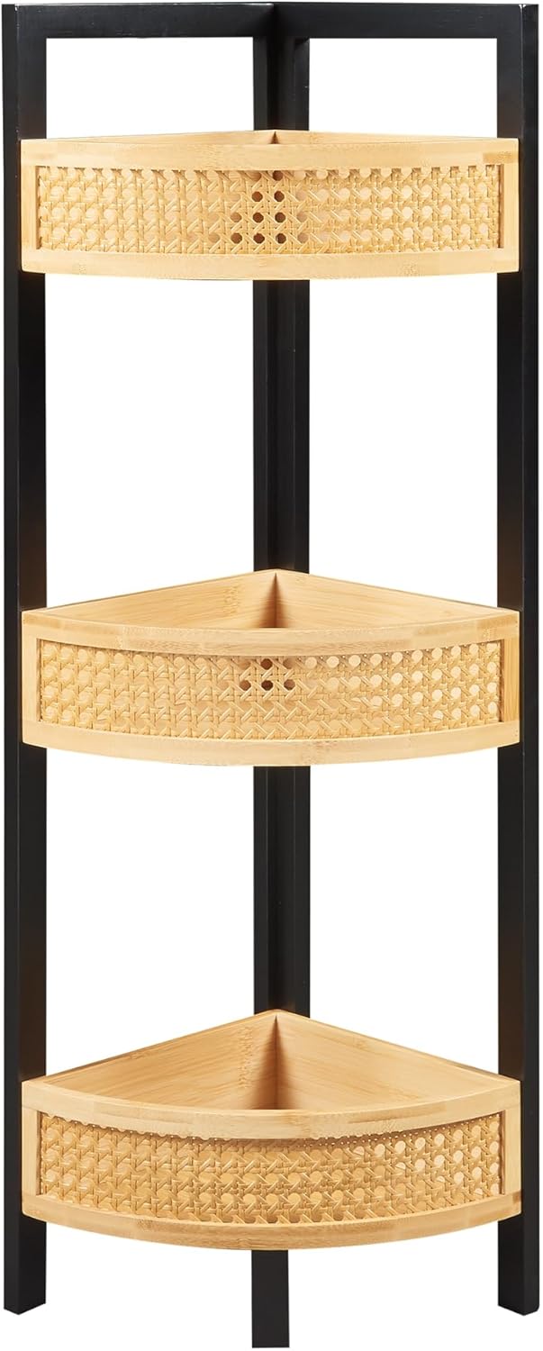 [en.casa] Eckregal Tervola Badregal mit 3 Ablagen Badezimmerregal 80 x 23 x 23 cm Standregal Küchere
