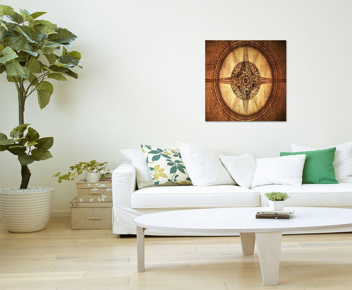 Paul Sinus Art Bild auf Leinwand Abstrakt357_60x60cm braun abstrakte Elemente Kreise Kugeln Abstrakt