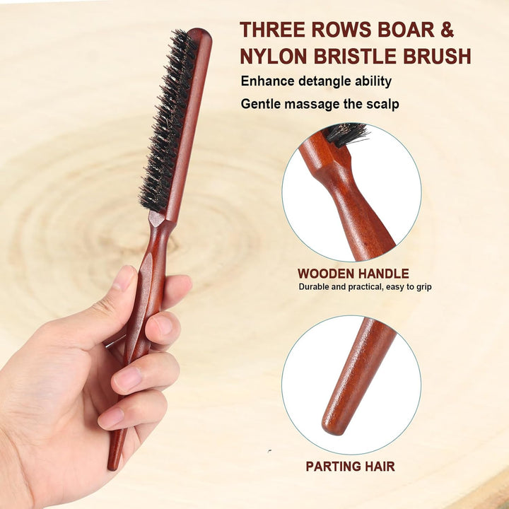 BESTOOL Haarbürste, 100% Wildschweinborsten Bürste für Damen, Herren, Kinder, Naturborsten Haarbürst