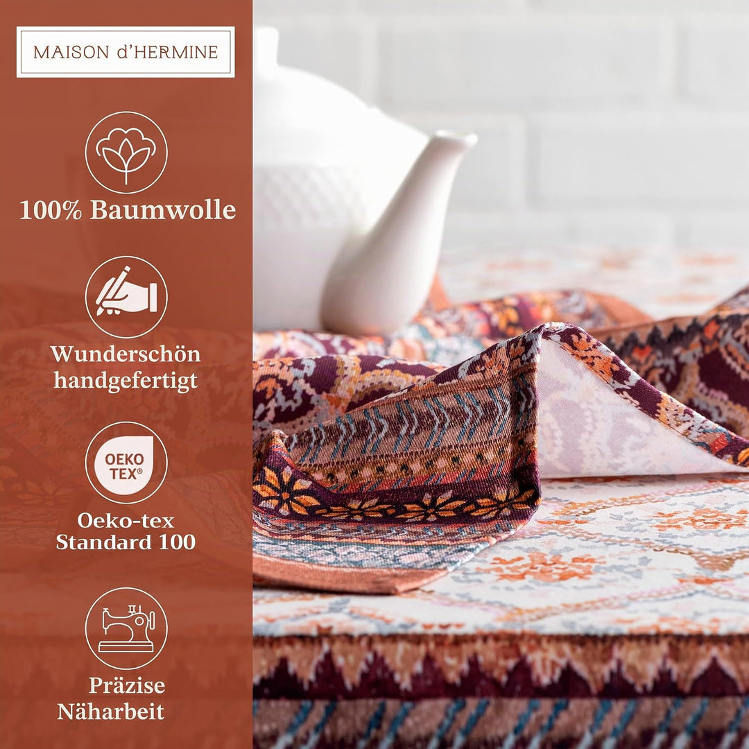 Maison d' Hermine Stoffservietten 4er Set aus 100% Baumwolle Wiederverwendbare Stoffservietten Weihn