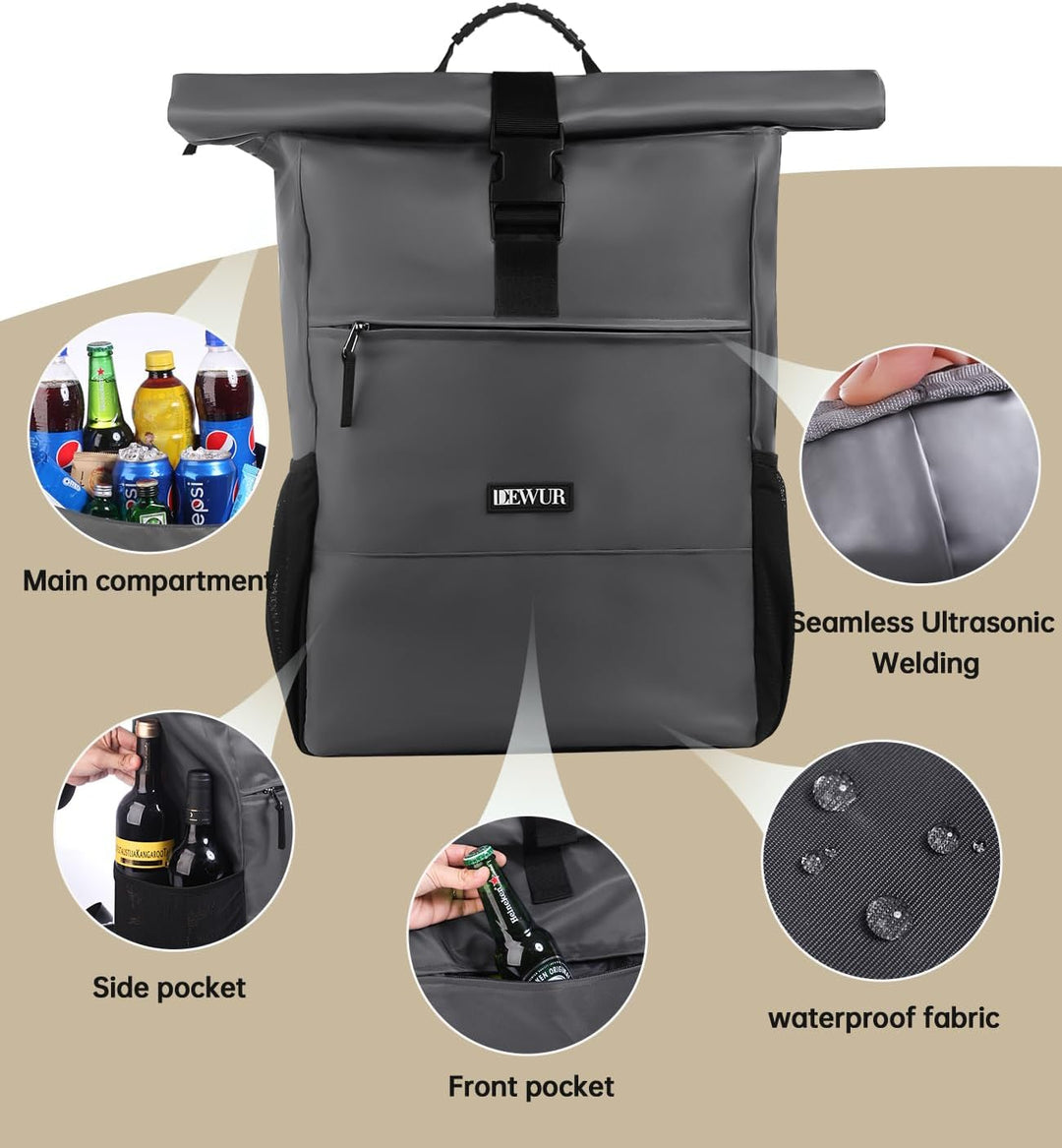 DEWUR 35L Thermo Rücksack Kühlrücksack Kühltasche Wasserdichter Picknickrücksack mit Flaschenöffner
