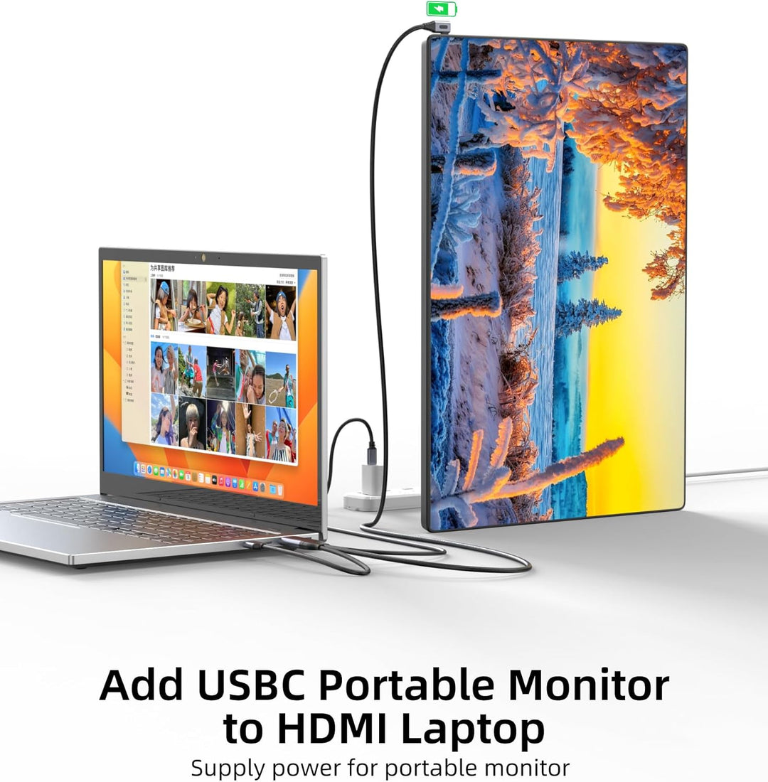 fairikabe HDMI-auf-USB-C-Kabel (2,5 m, 4K 60 Hz, 90°), HDMI-Quelle und Stromversorgung an USB-C-Disp