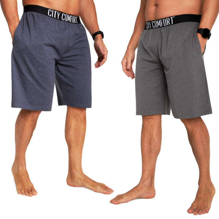 CityComfort Pyjama Shorts Herren, Kurze Schlafanzughose Herren mit Seitentaschen &amp; Elastischem Bund