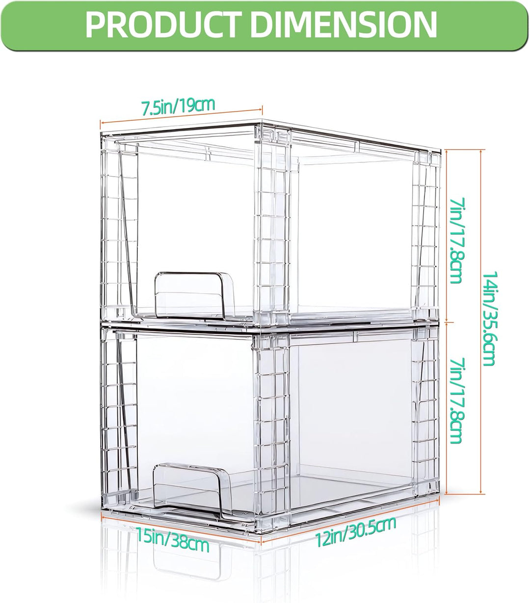 4er-Set Mittelgrosse Stapelbare Aufbewahrungsschubladen, Transparente Acrylbox mit Griff, Einfacher