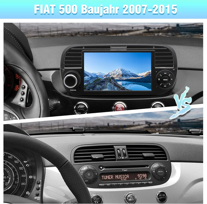 Android 13 Autoradio für FIAT 500 (2007–2015) | 7-Zoll-IPS-Touchscreen mit wasserdichter HD-Rückfahr