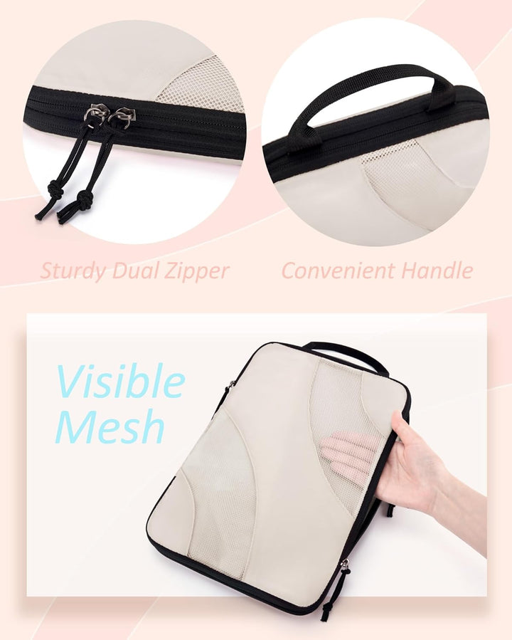 BAGSMART Packing Cubes Compression 6 Stück, Packwürfel Kompression Koffer Organizer Set, Travel Esse