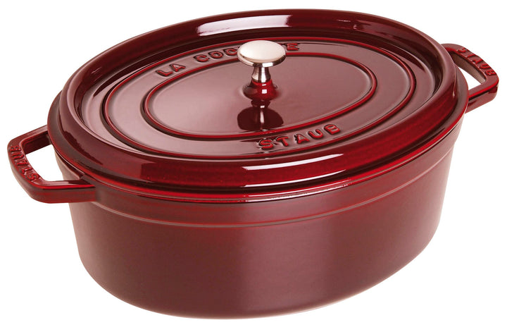 STAUB Gusseisen Bräter/Cocotte, Oval 33 cm, 6,7 L, Aromaregen Funktion für optimale Befeuchtung, Für