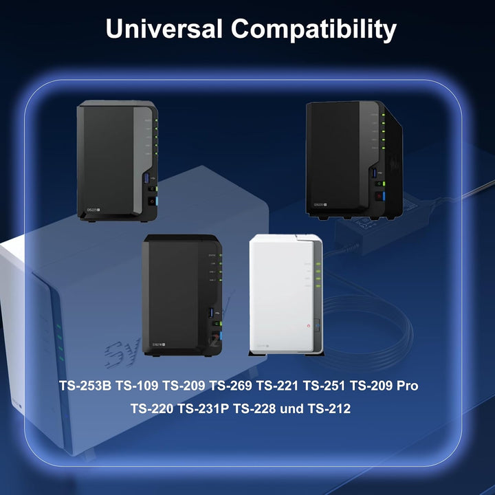 Ladegerät 12V 5A kompatibel mit den NAS-Systemen Qnap TS-253B TS-109 TS-209 TS-269 TS-221 TS-251 TS-