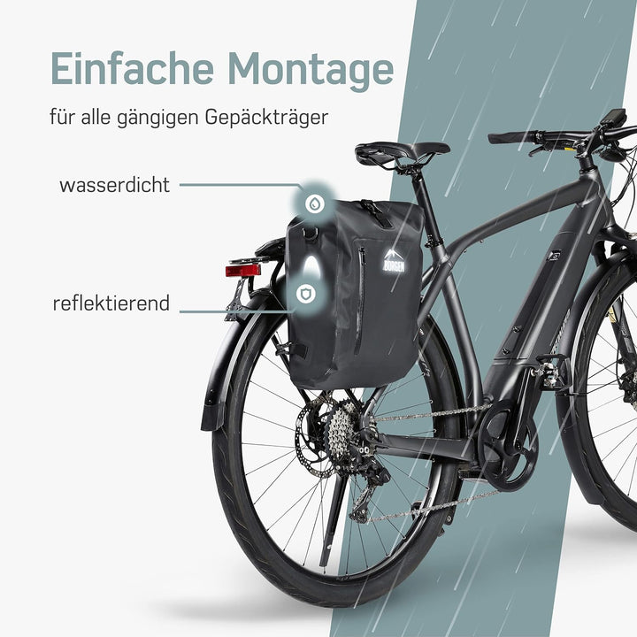 Borgen Fahrradtasche für Gepäckträger 3in1 Fahrrad Rucksack I Gepäckträgertasche I Umhängetasche Kom