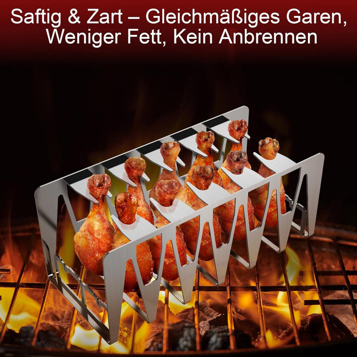 Spareribs Halter Grill, Hähnchenschenkel Halter, Grill Zubehör aus Edelstahl, Ganz einfach indirekt