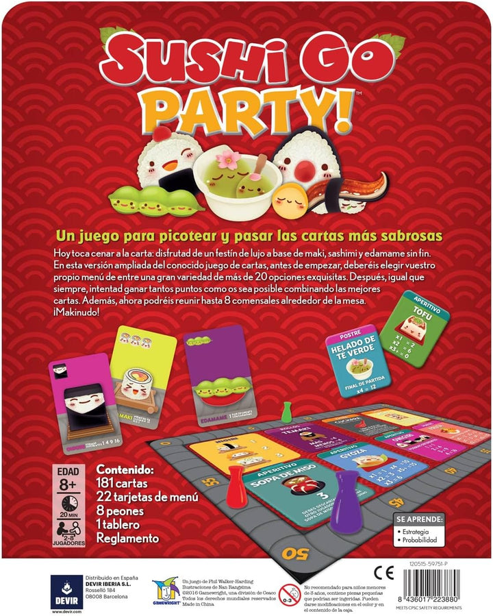 Devir - Sushi Go Party: Spanisch, Brettspiel (BGSGPARTY), Sushi Go Party