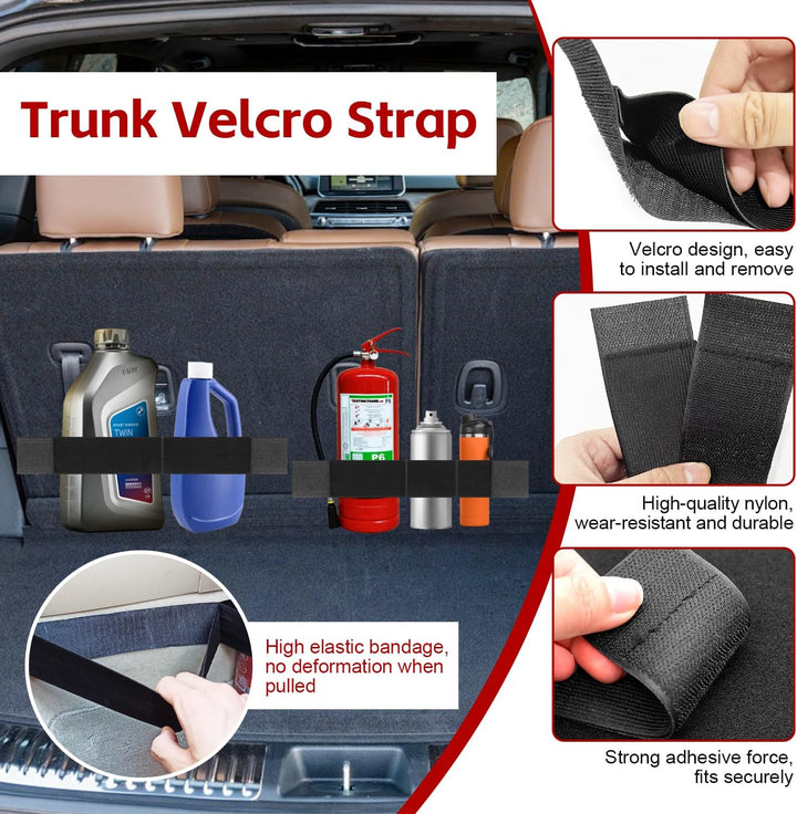 3 Stück ＋2pcs Auto Kofferraum Organizer Klett mit Klettverschluss, Klettverschluss Befestigung Strap