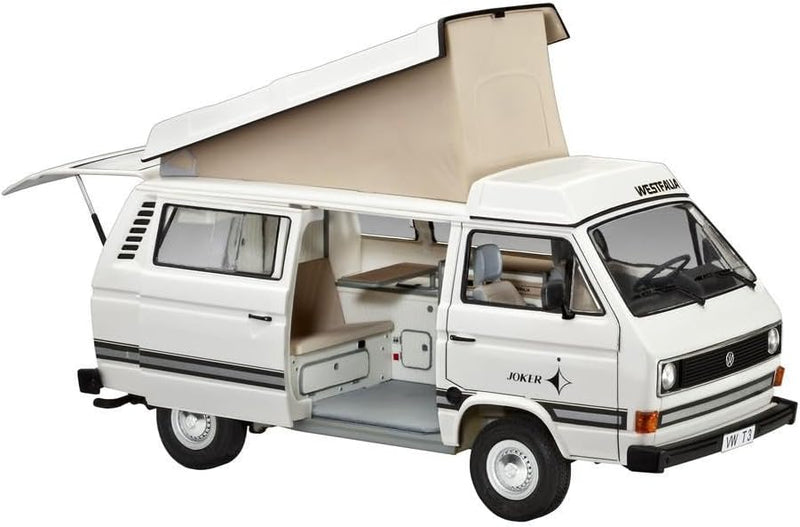 Revell RV07344 Modellbausatz Auto 1:25 - Volkswagen VW T3 Bulli Camper im Massstab 1:25, Level 3, or