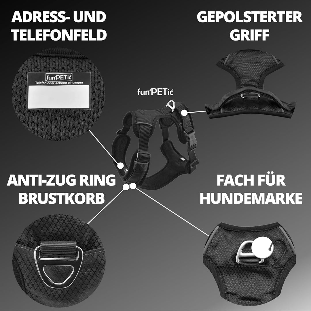 funPETic Hundegeschirr Essential - Anti-Zug Geschirr, reflektierend, gepolstert und atmungsaktiv - B